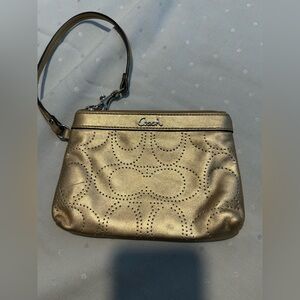 Coach Gold Wristlet Clutch